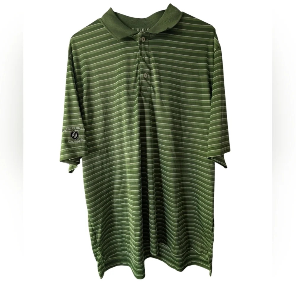 Two Tone Green Striped Men's Polo Shirt